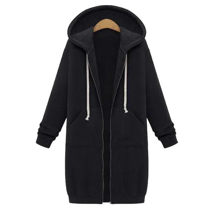 Roza - un sweat-shirt pour femmes à coupe longue avec fermeture à glissière