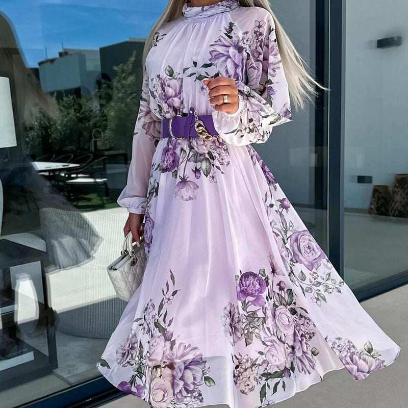 Robe midi avec fleurs