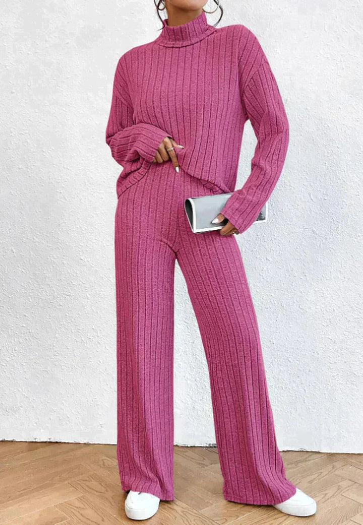 Margaux | Ensemble tricoté 2 pièces avec pull à col roulé et pantalon