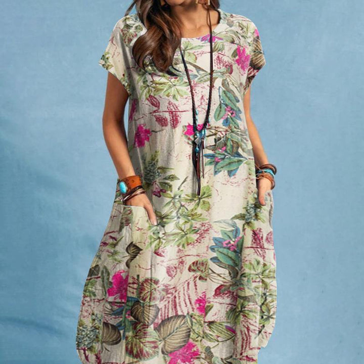 Lotus | Damen Bequemes Geblümtes Retro Vintage Kleid