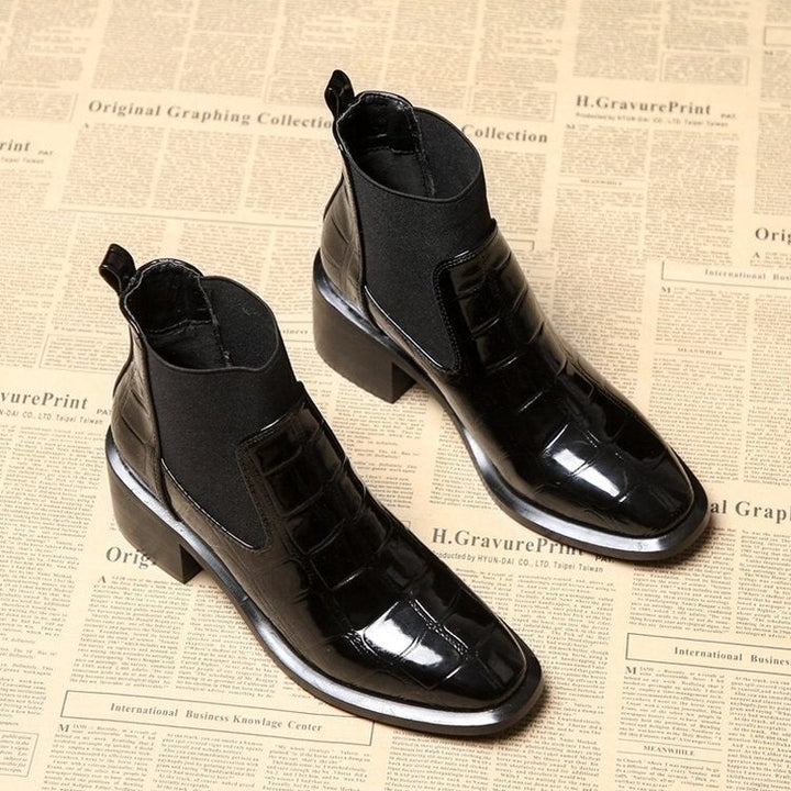 Elegante Vegane Leder-Stiefeletten mit Absatz in Schwarz für Damen | Ideal für Herbst/Winter
