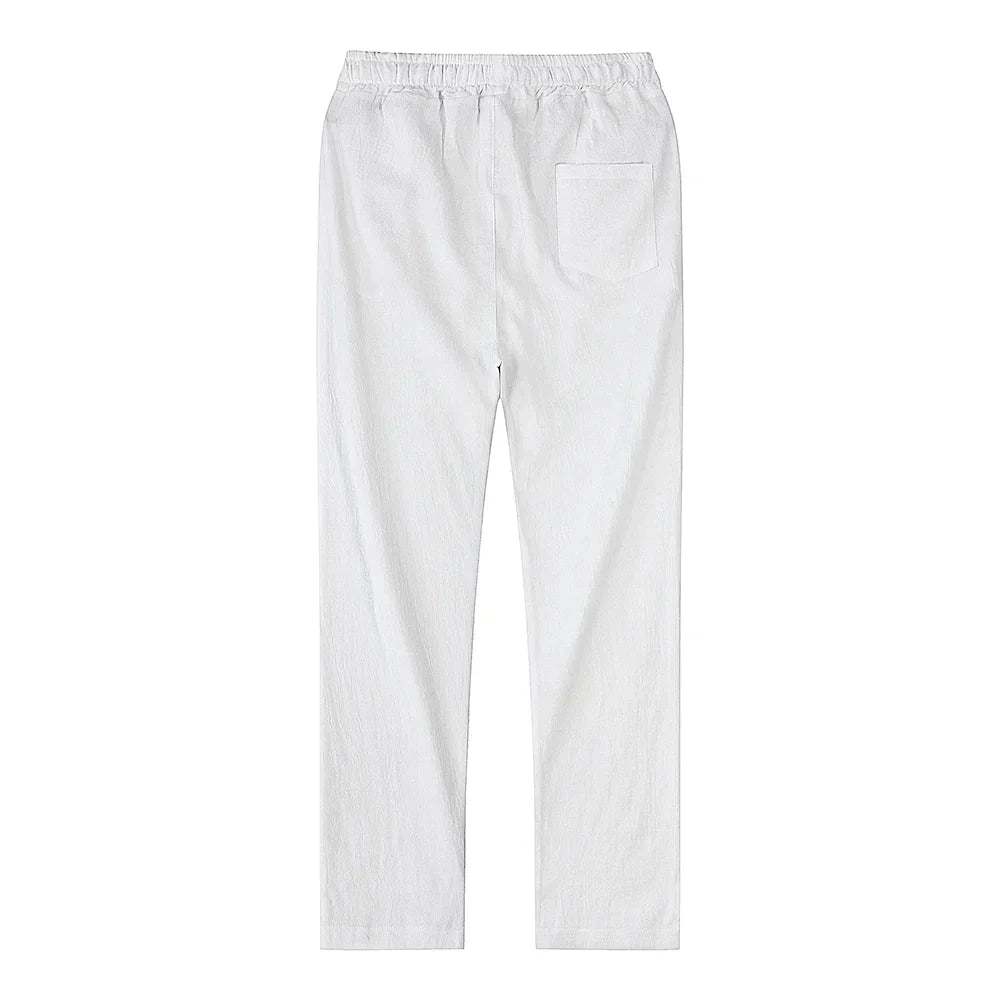 Herren Leinenhose – Sommerhose mit Kordelzug, atmungsaktiv & locker geschnitten