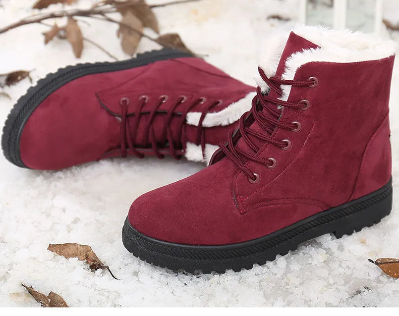 Damen Winterstiefel – Gefütterte Schnürboots mit Warmfutter & rutschfester Sohle