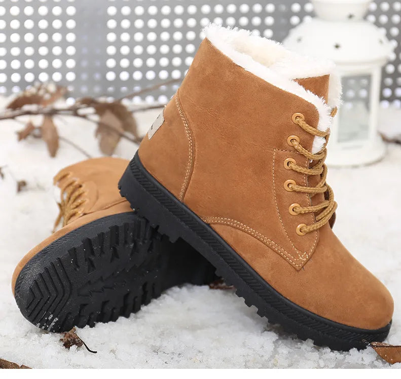 Damen Winterstiefel – Gefütterte Schnürboots mit Warmfutter & rutschfester Sohle