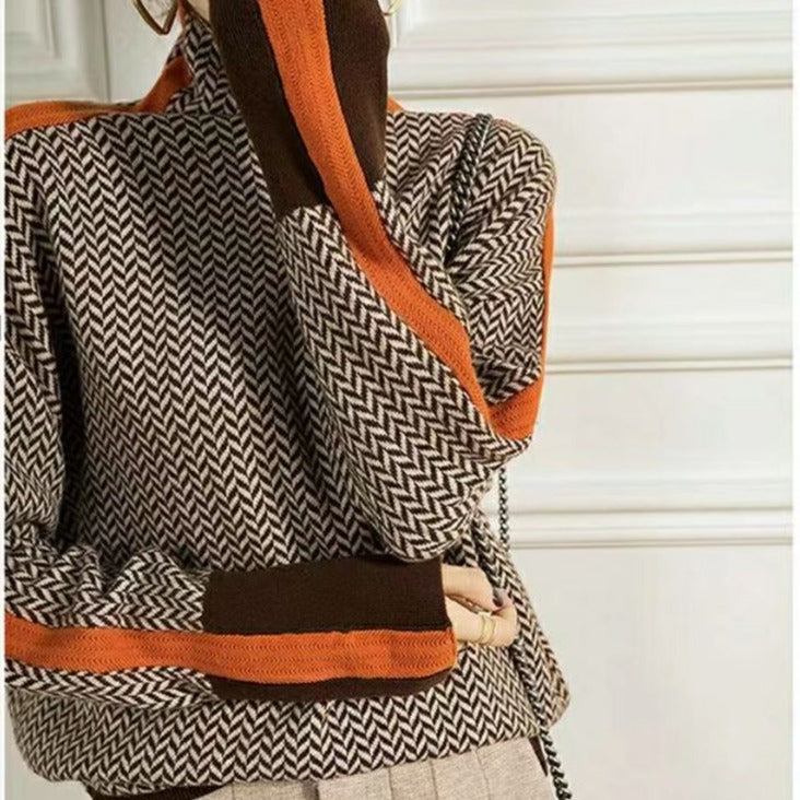 Karolina - Pull à col roulé tricoté géométrique