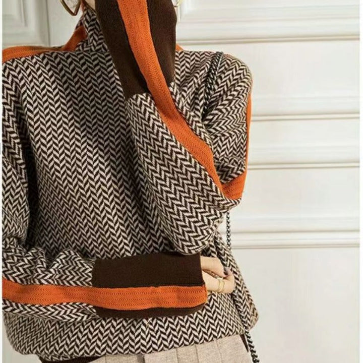Karolina - Pull à col roulé tricoté géométrique
