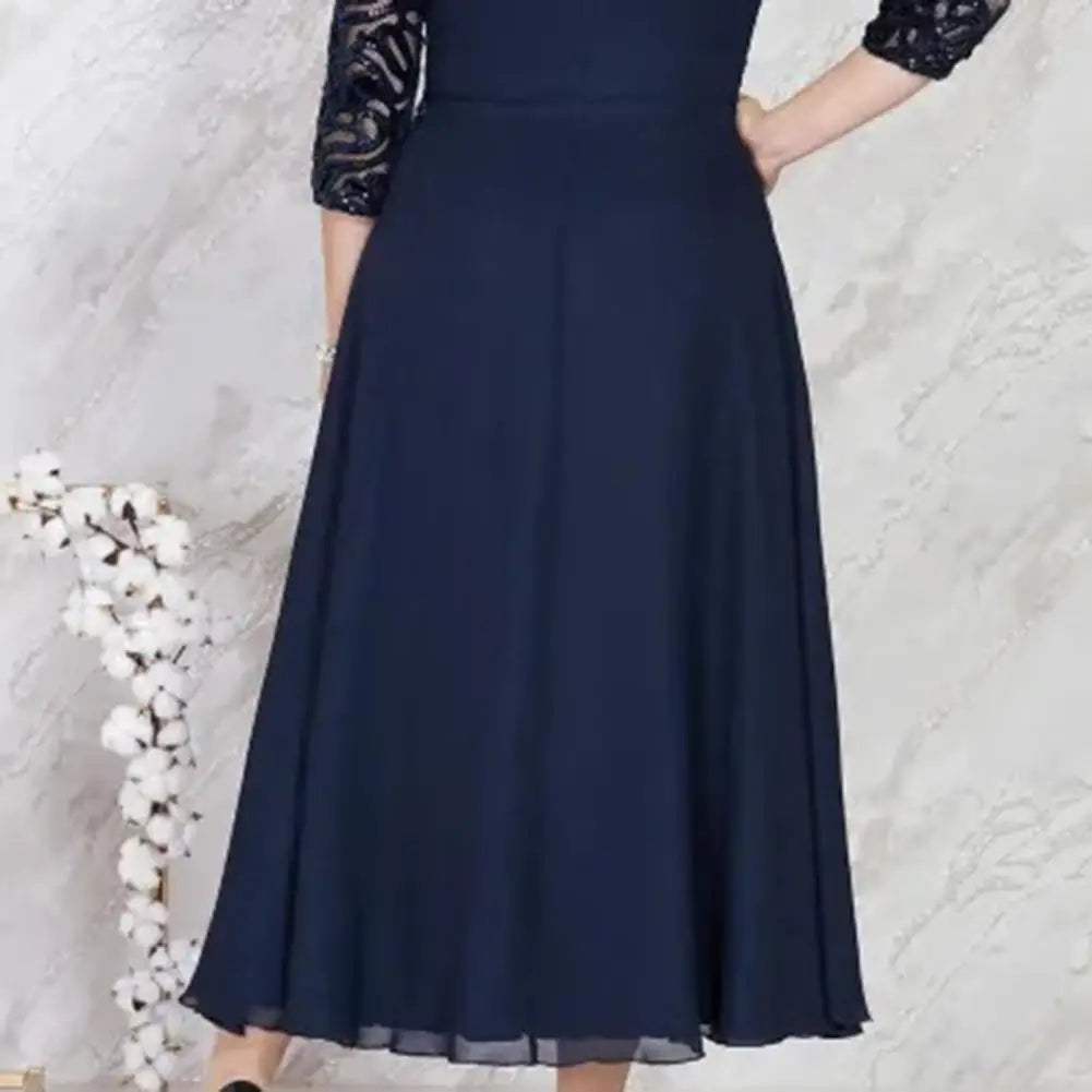Juliann - Robe en chiffon à dentelle grande taille