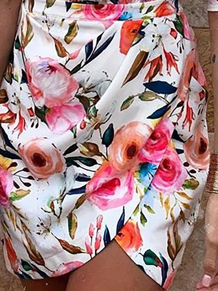 Robe à une épaule avec imprimé floral