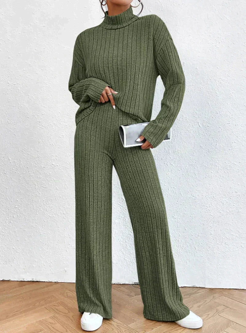 Margaux | Ensemble tricoté 2 pièces avec pull à col roulé et pantalon