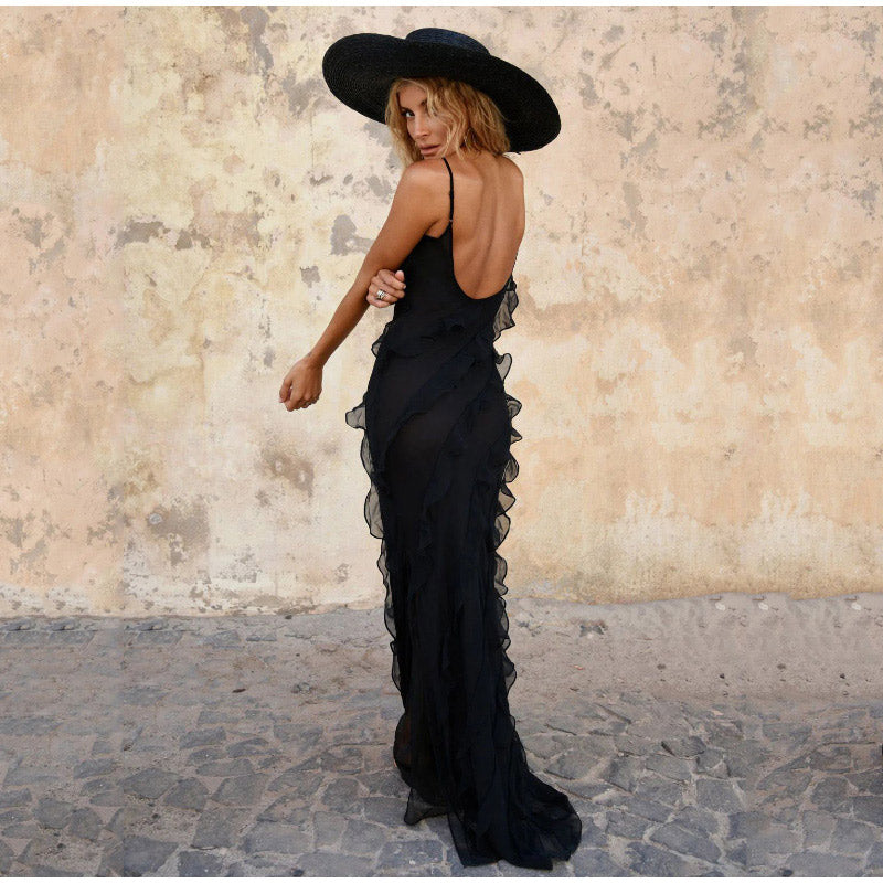 Robe longue avec volants
