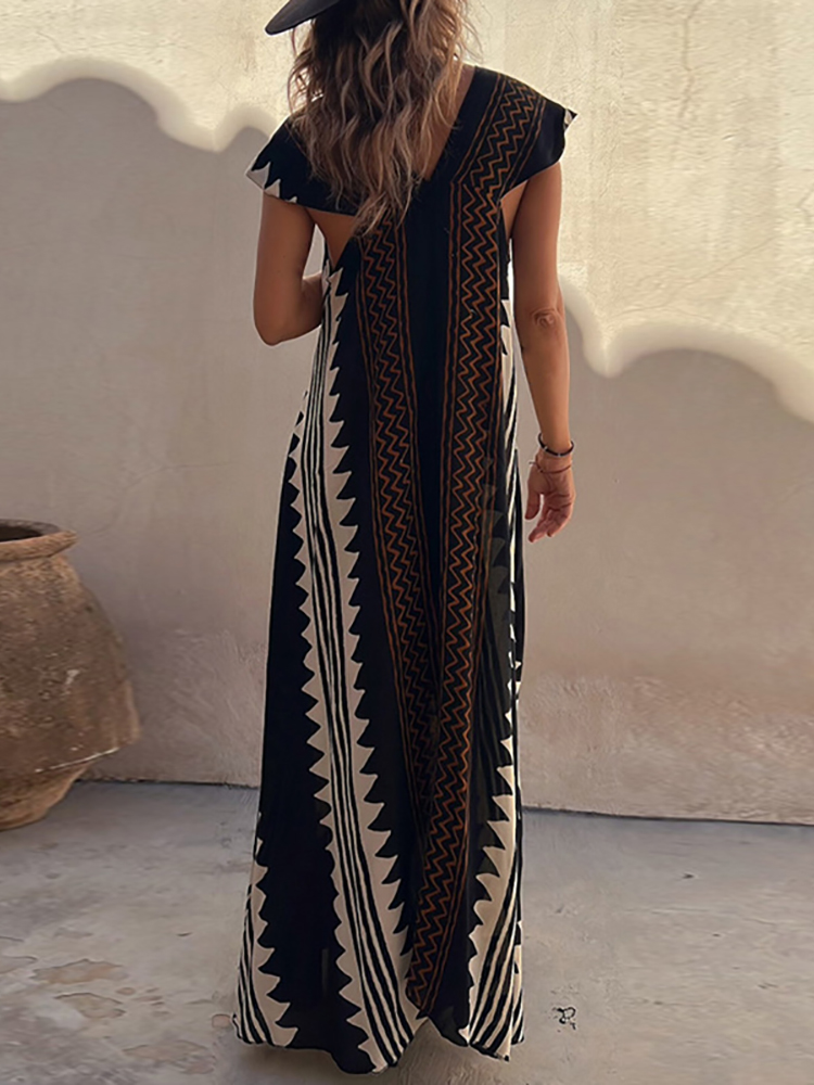 ISA - Robe maxi à imprimé ethnique (en 7 couleurs)