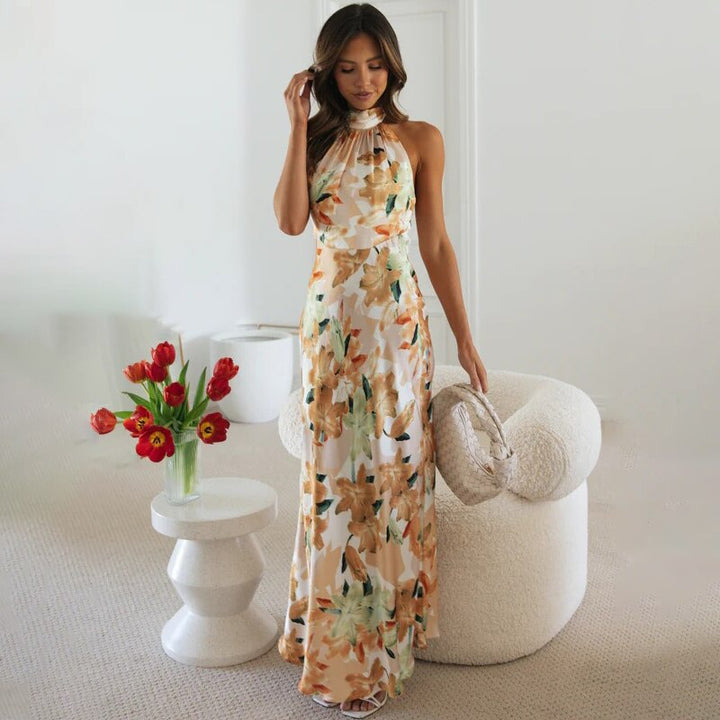 Robe en satin avec imprimé floral