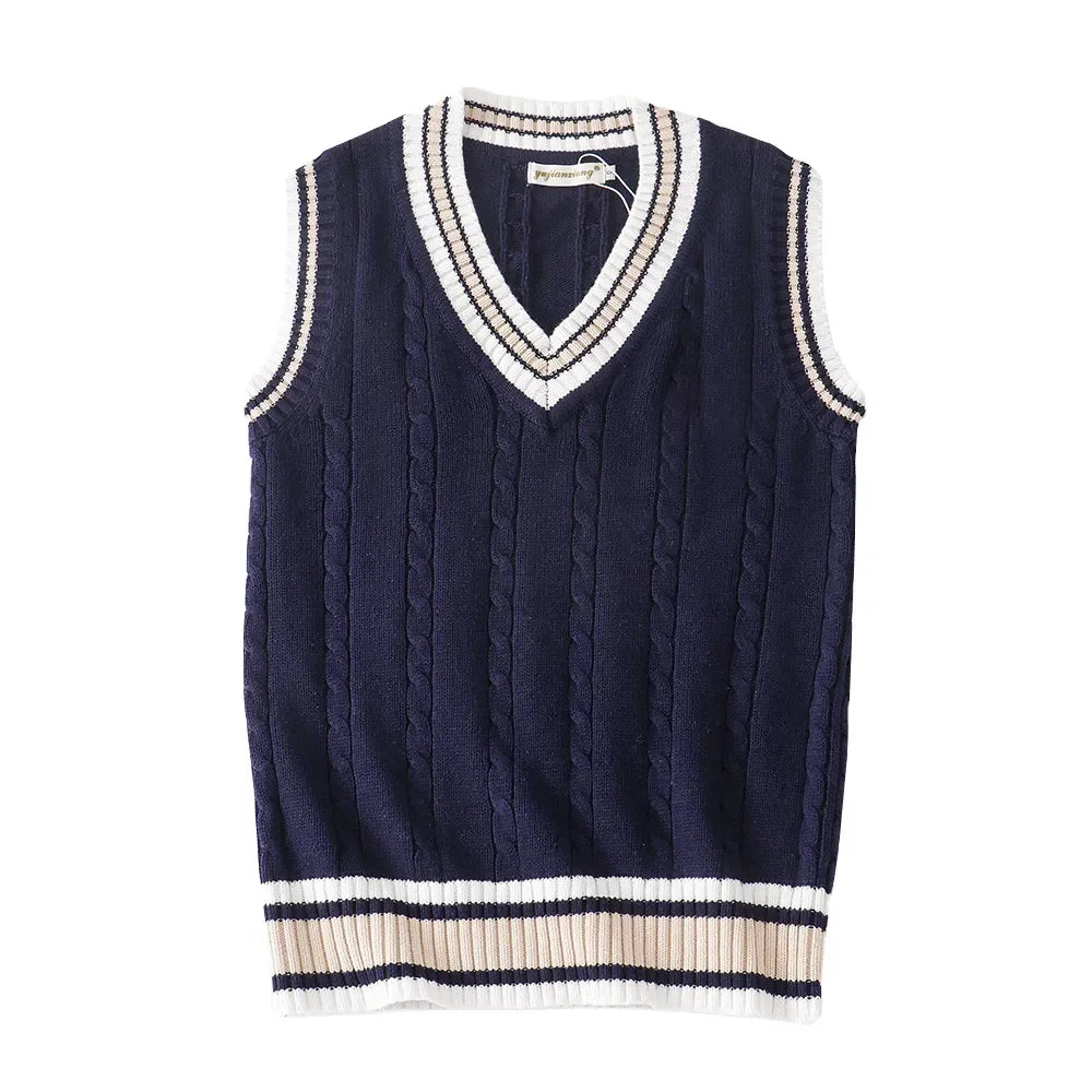 Pullunder rétro style Old Money col en V pour hommes