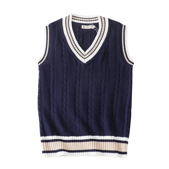 Pullunder rétro style Old Money col en V pour hommes