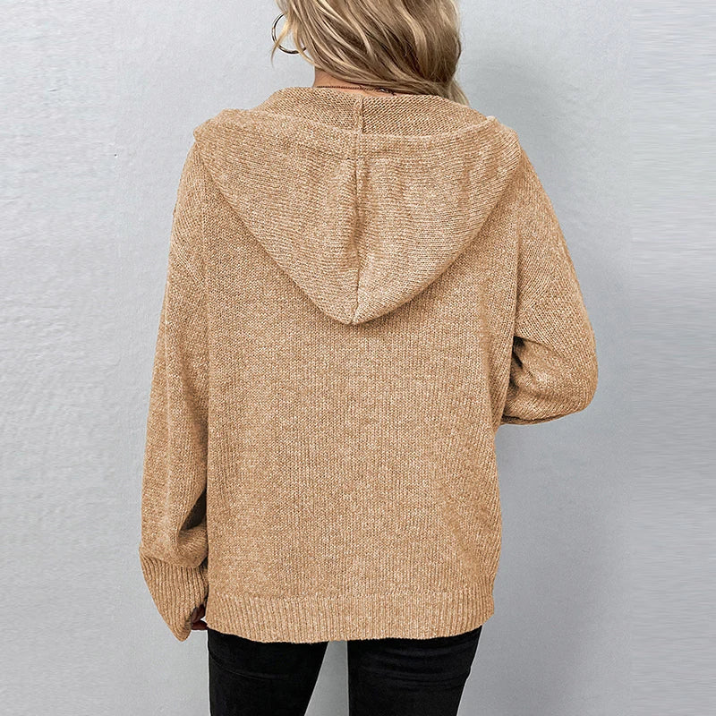 Karin - Comfortable Hooded Cardigan