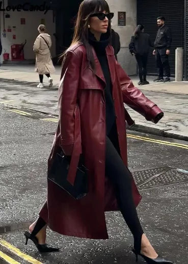 Harleigh - lange Retro-Jacke mit Gürtel
