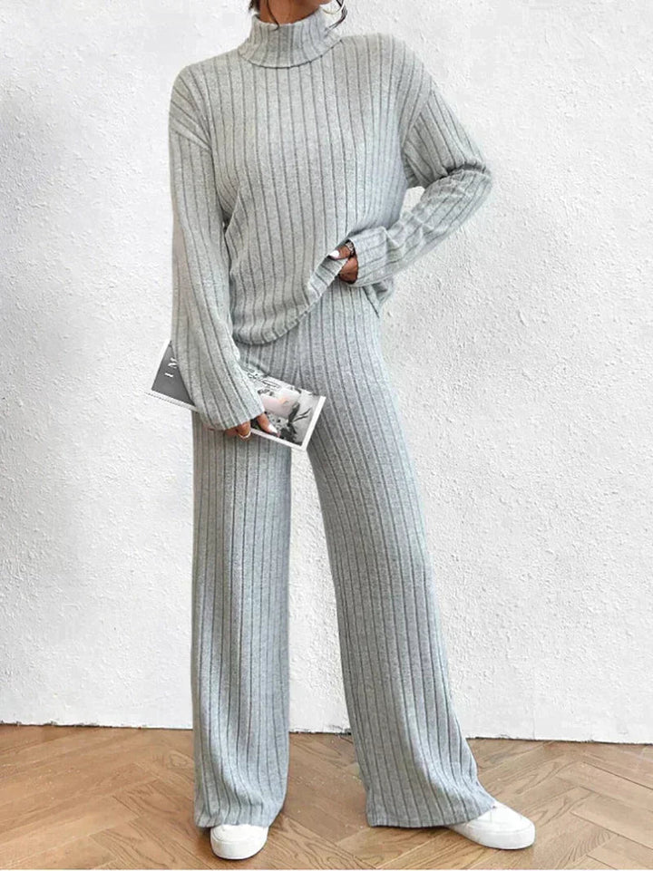 Margaux | Ensemble tricoté 2 pièces avec pull à col roulé et pantalon
