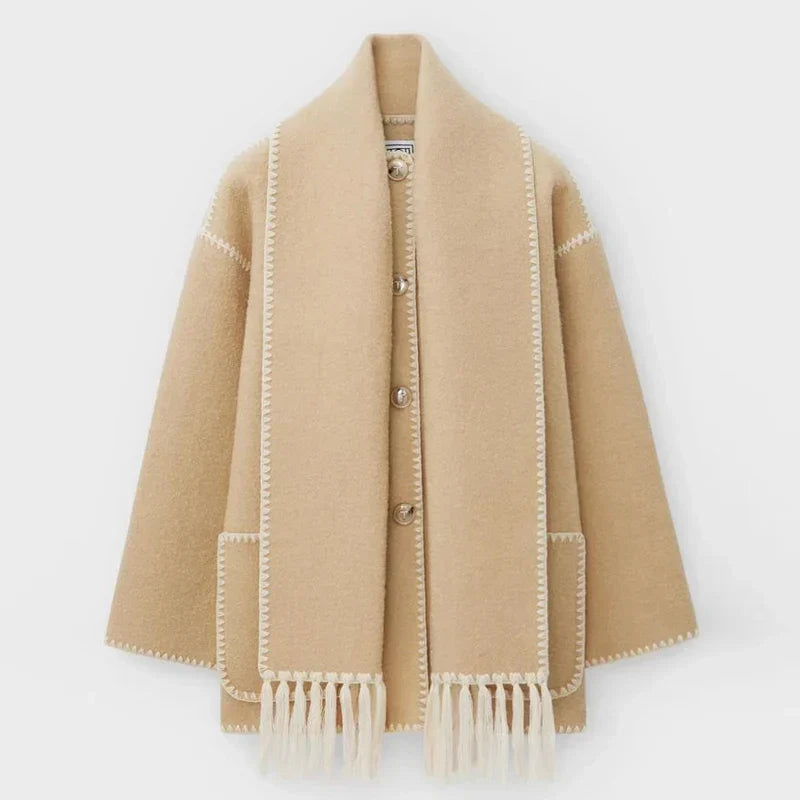 Hermia | Elegant women's coat with scarf – Stylish winter coat