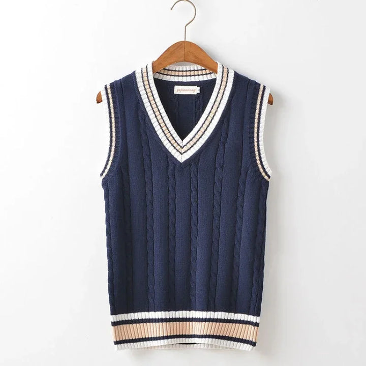 Pullunder rétro style Old Money col en V pour hommes