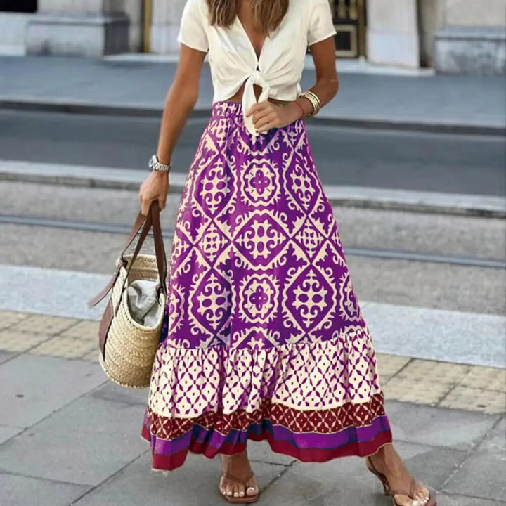 Jupe longue bohème à motif ethnique – jupe d'été pour femmes
