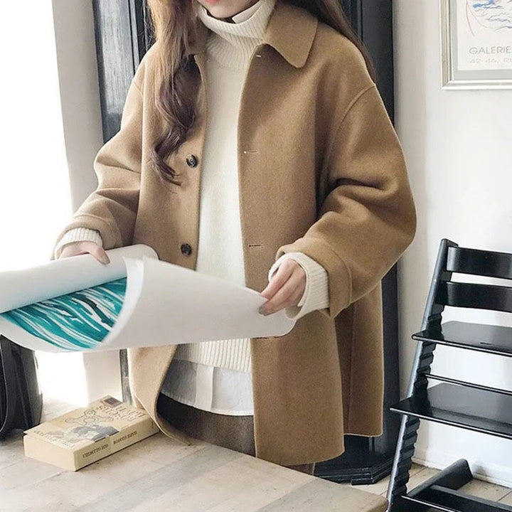 Alison Wollmantel Cappotto lungo con collo a risvolto a una fila