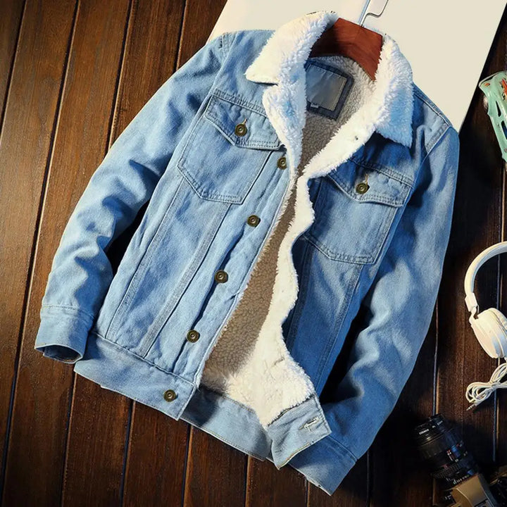 Harold - Stylish warm Sherpa denim jacket for men