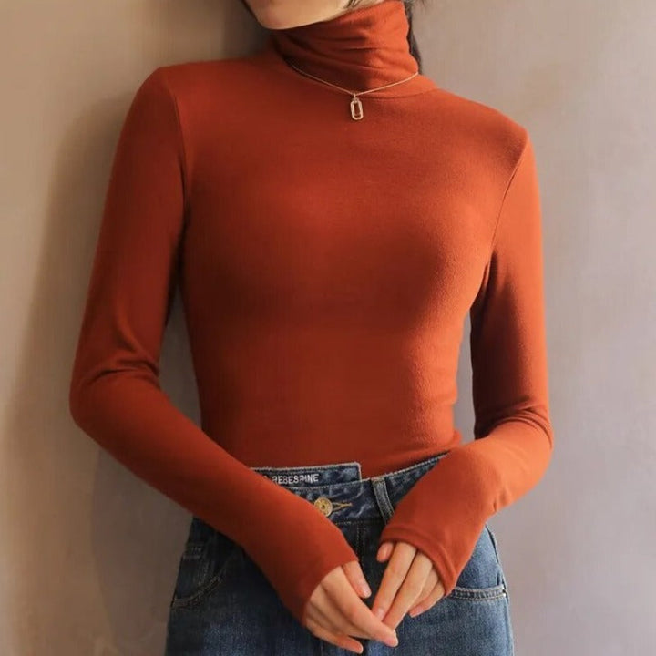 Maglione dolcevita da donna con vestibilità slim – Morbido basic a maniche lunghe per autunno e inverno