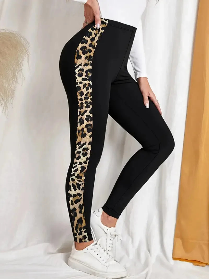Roslyn - Pantalon élastique à motif léopard