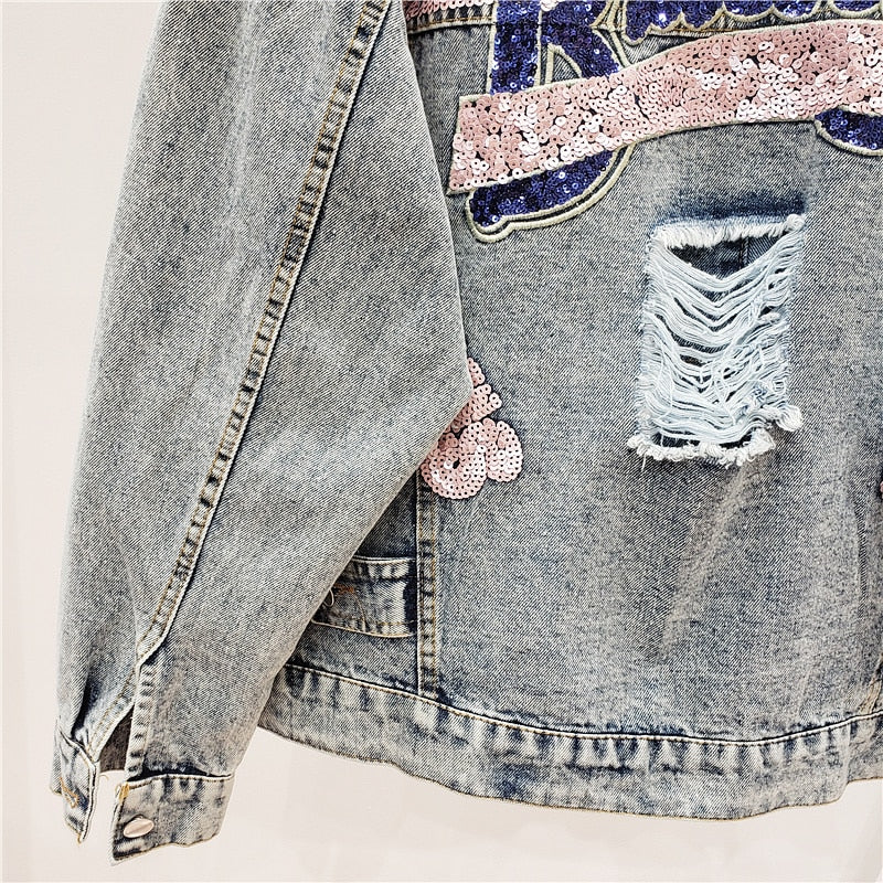 Veste en jean oversize avec paillettes