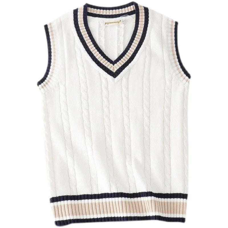 Pullunder rétro style Old Money col en V pour hommes