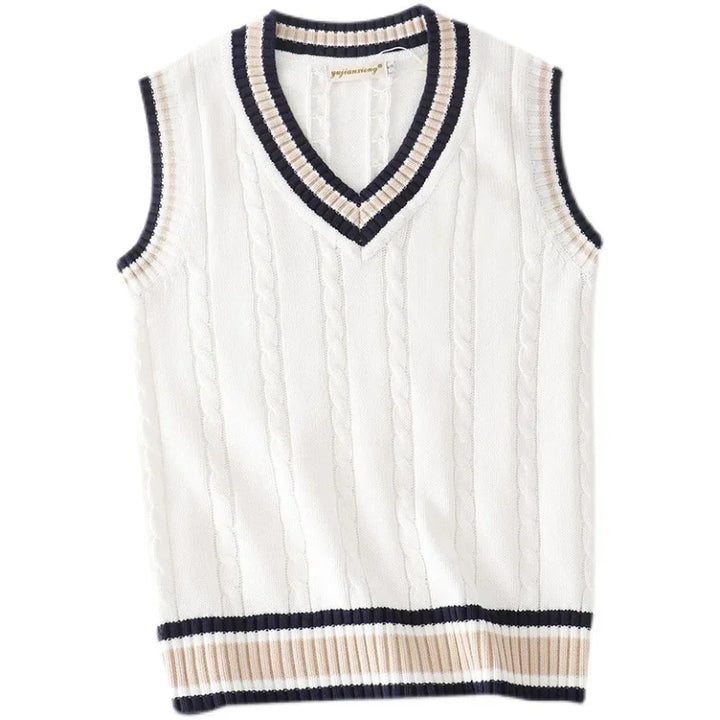 Pullunder rétro style Old Money col en V pour hommes