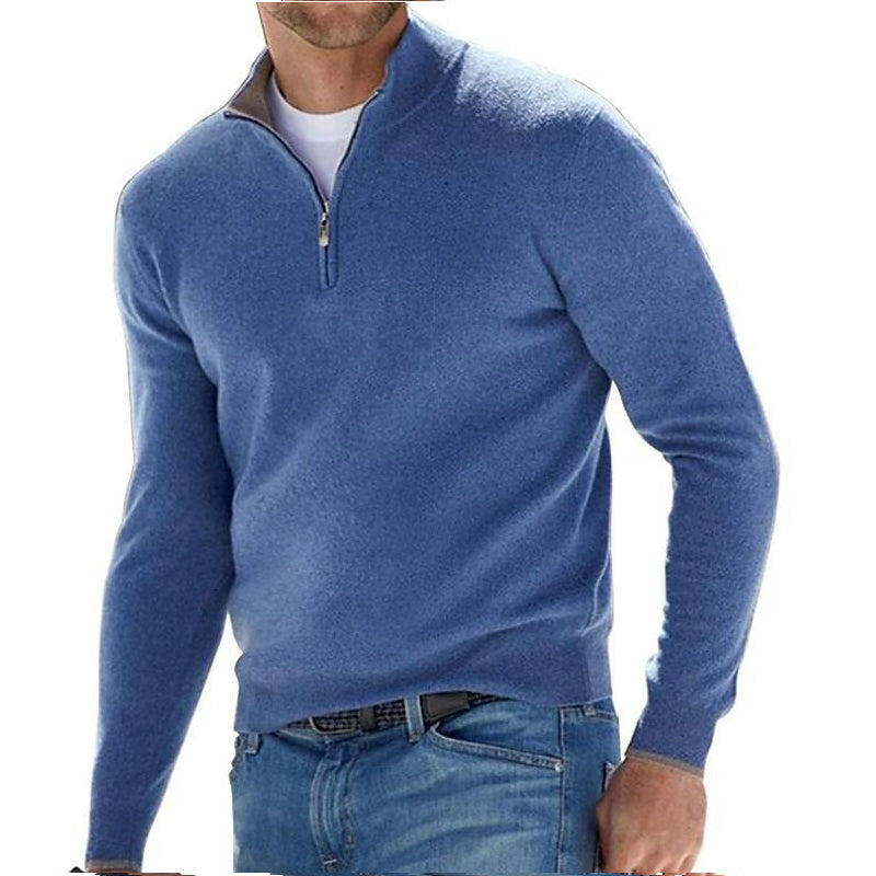 Tate - Herren Basic-Pullover mit Reißverschluss