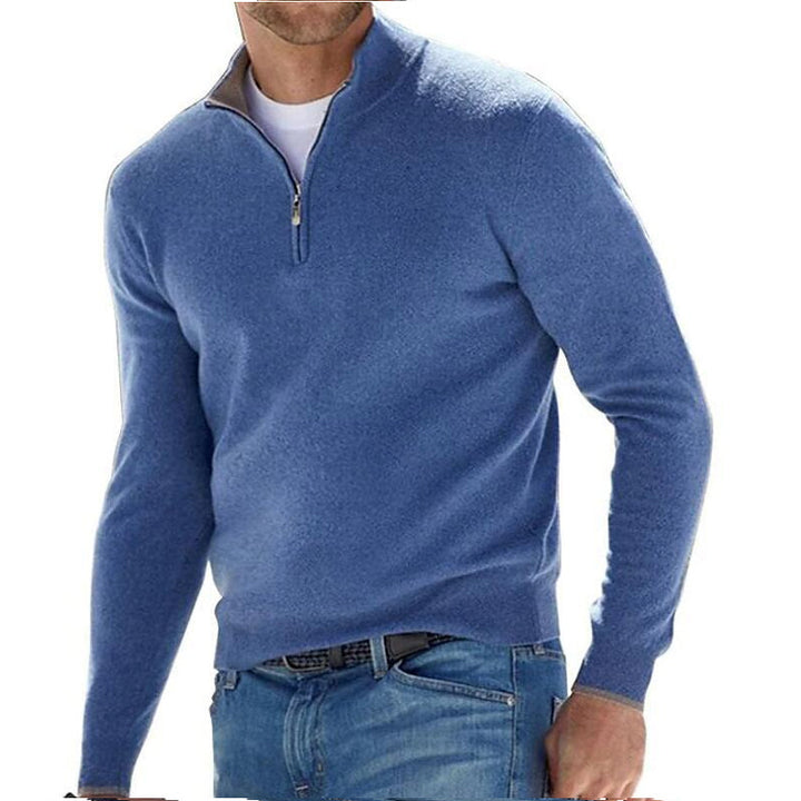 Tate - Herren Basic-Pullover mit Reißverschluss