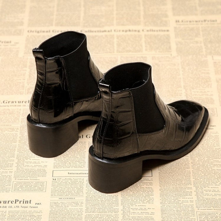Elegante Vegane Leder-Stiefeletten mit Absatz in Schwarz für Damen | Ideal für Herbst/Winter