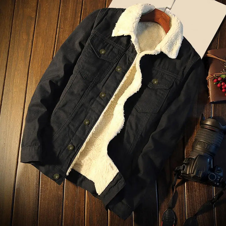 Harold - Stylish warm Sherpa denim jacket for men