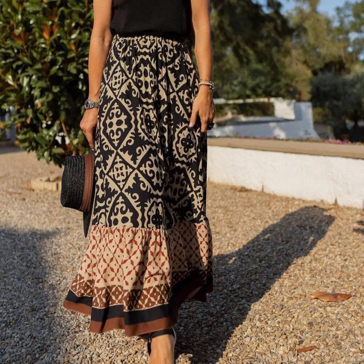Jupe longue bohème à motif ethnique – jupe d'été pour femmes