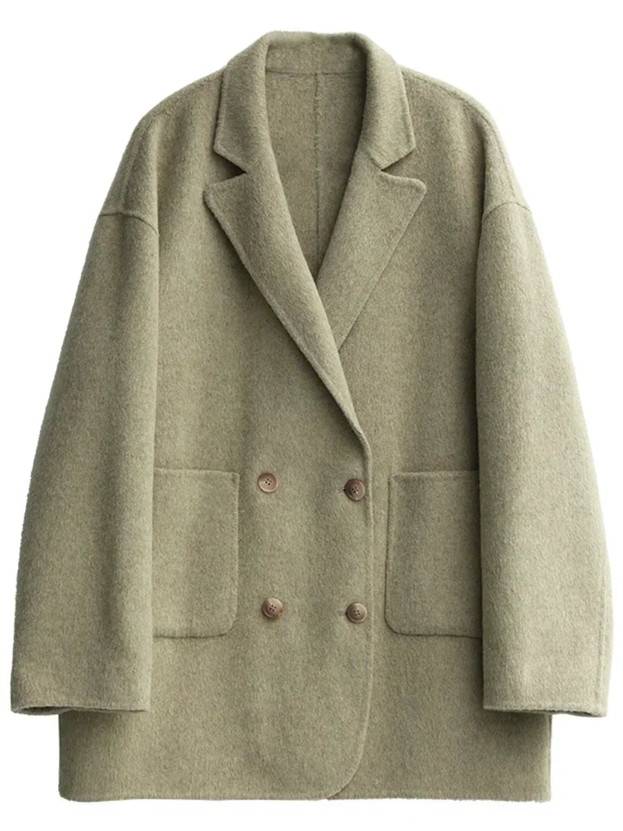 Oversize Damen Wollmantel – Doppelt geknöpft & Elegant im Minimal Look