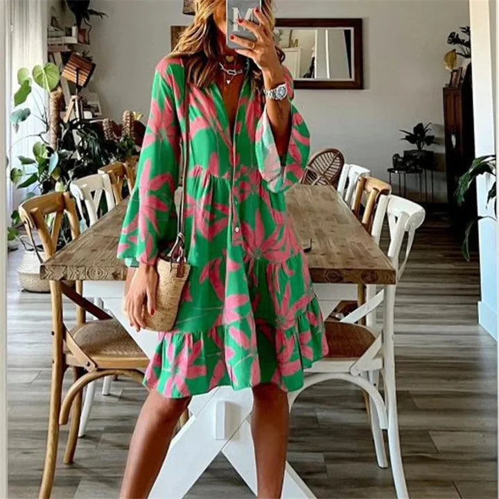 Juliene - Robe mi-longue avec manches évasées