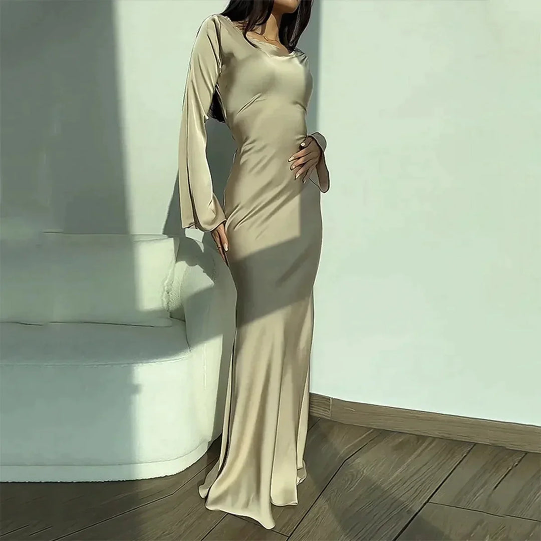 Lilianna - elegantes langärmeliges Partykleid aus Satin