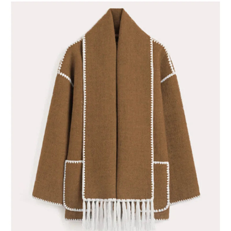 Hermia | Elegant women's coat with scarf – Stylish winter coat