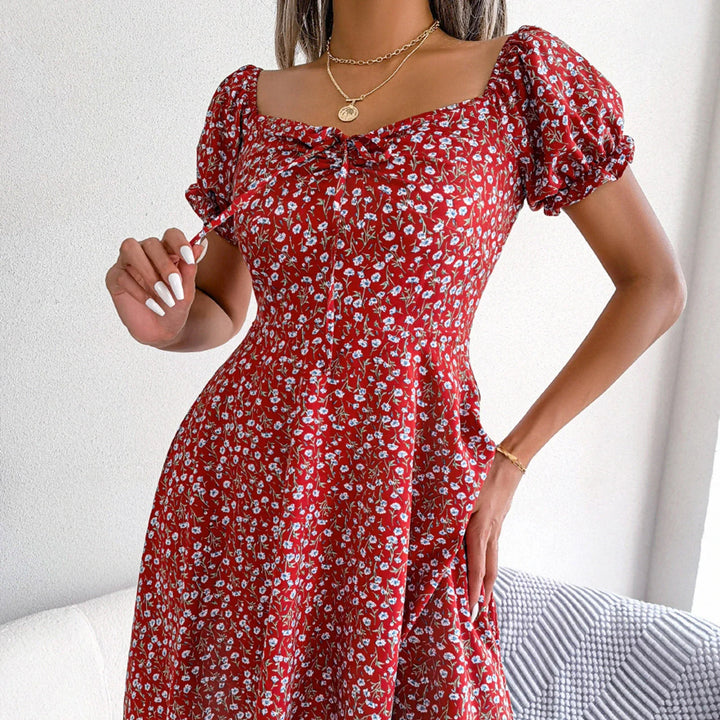 CLAIRE - Robe avec encolure carrée et laçage