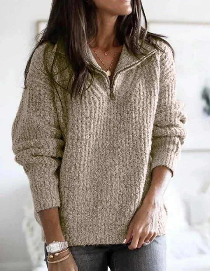 Regina - pull en maille d'hiver avec demi-fermeture éclair