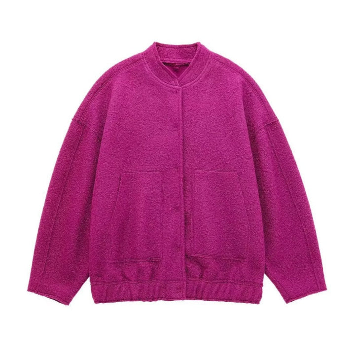 Cappotto di lana oversize con scollo rotondo e bottoni