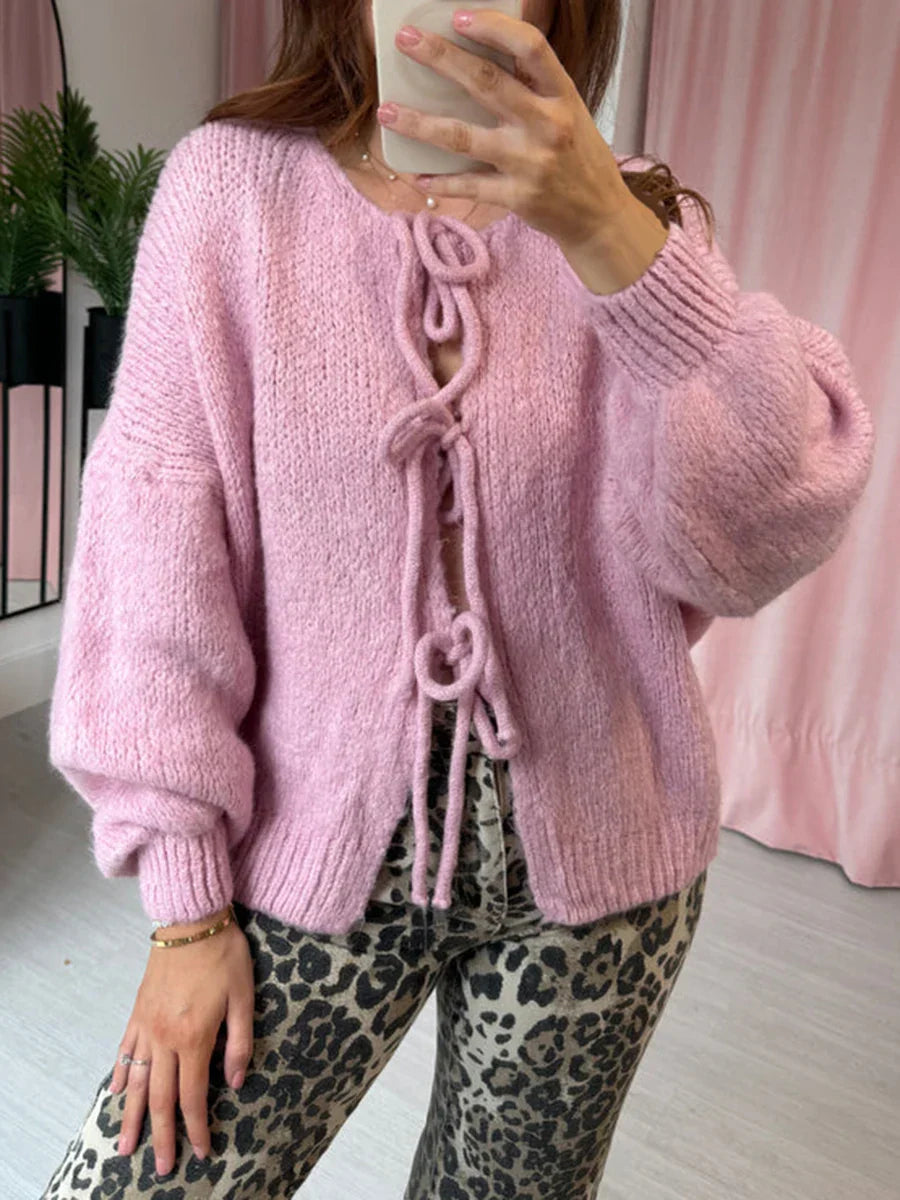 SYDNEY | Gilet tricoté pour femmes avec nœuds