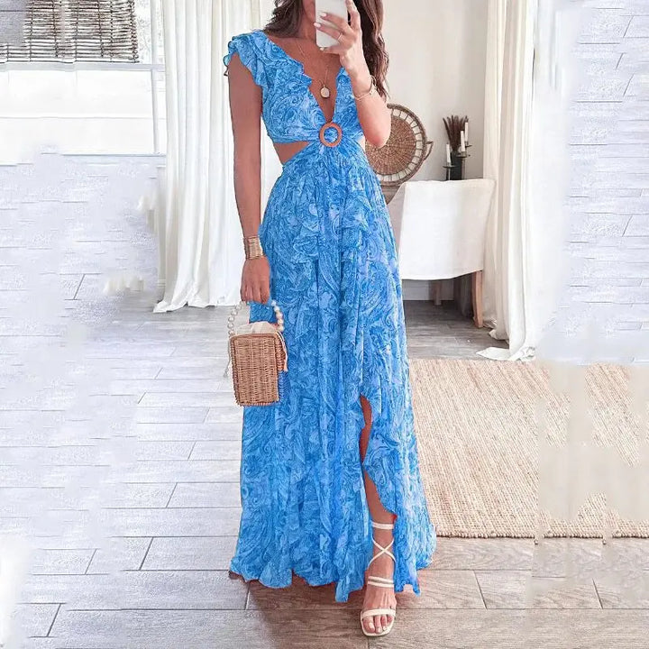 Gemma - Abito elegante sexy con scollo profondo a V e schiena scoperta