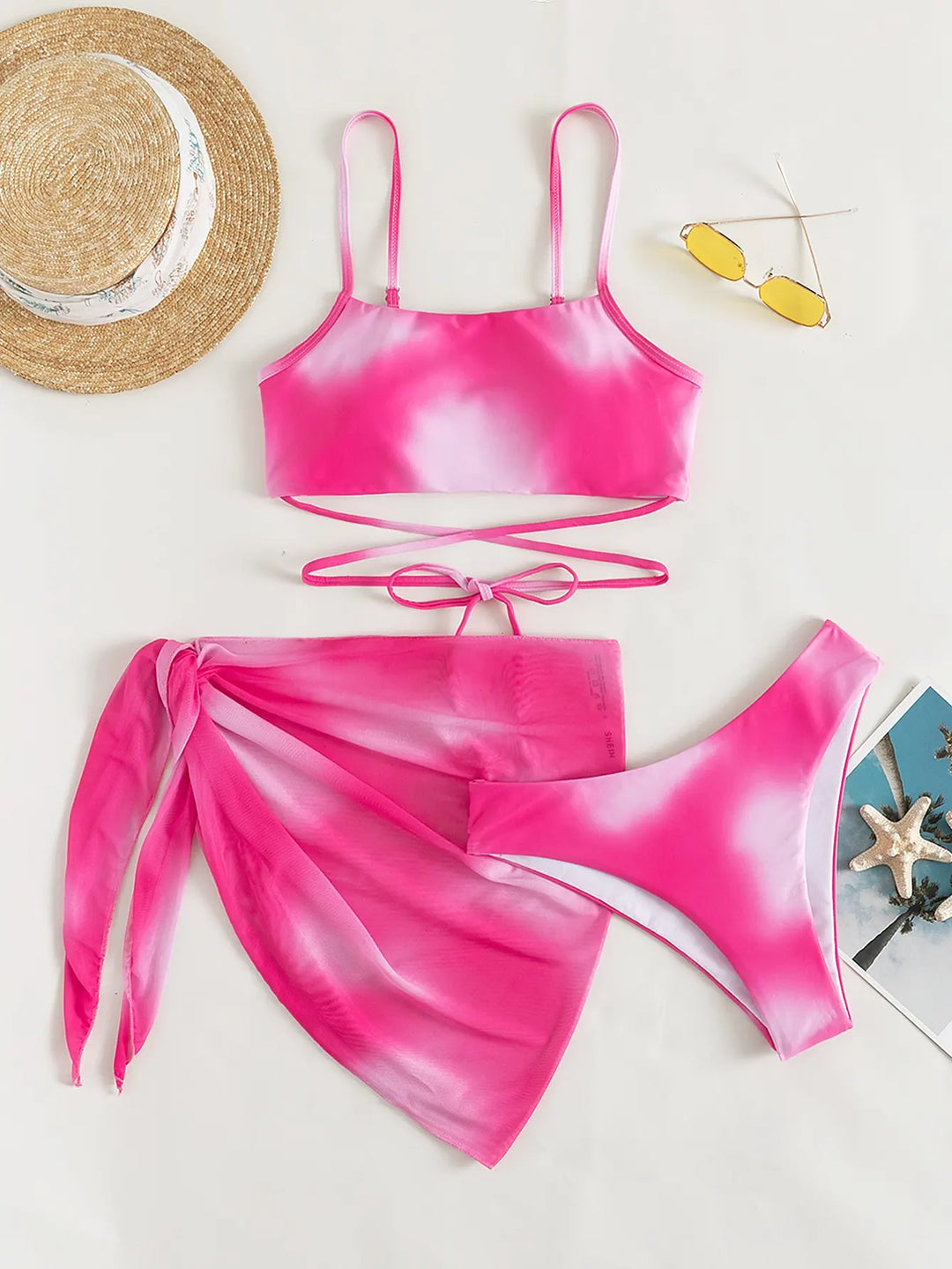 Ensemble bikini femme avec dégradé ombré & bretelles croisées – sexy & moderne pour plage & piscine