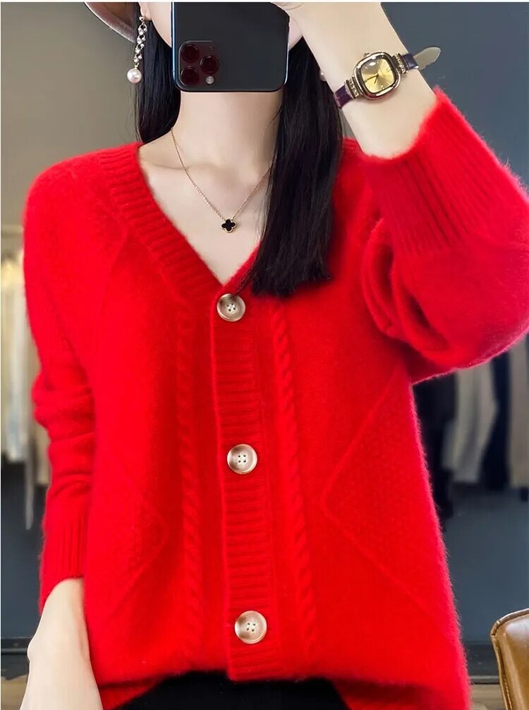 Every - Gilet d'hiver en tricot avec col en V
