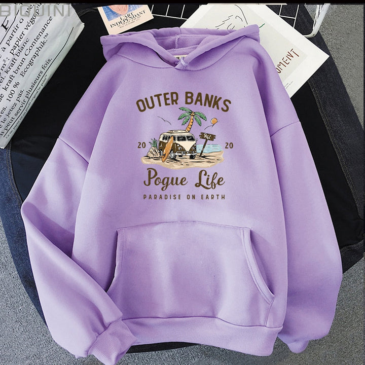 Outer Banks Pogue Life Sweat à capuche | Sweat à capuche pour femmes avec impression esthétique | Style Kpop Streetwear