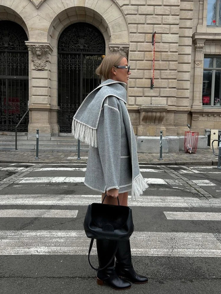 Hermia | Elegant women's coat with scarf – Stylish winter coat