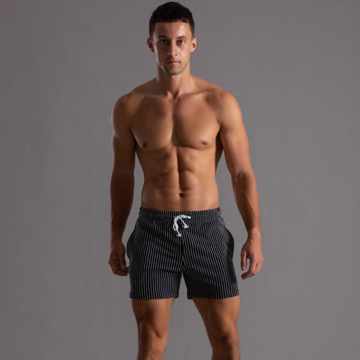 Shorts homme à rayures fines – Pantalon court d'été avec cordon de serrage